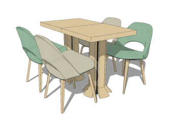 Wooden kitchen table and chairs sketchup