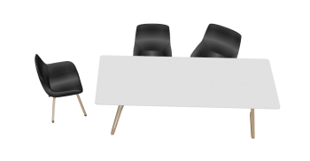 White table with 3 leather chairs sketchup