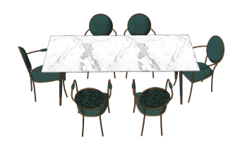 White rectangle table with 6 chairs sketchup