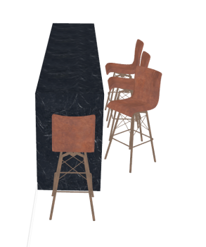 Dark kitchen bar with stools sketchup