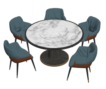Marble circle table with 5 chairs sketchup
