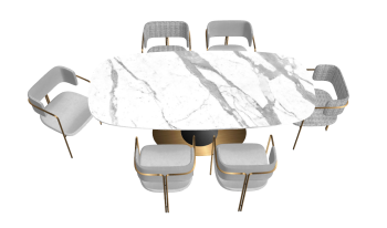 White marble table with chairs sketchup
