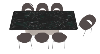 Dark marble table with 7 chairs sketchup