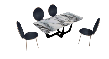 Marble table with 2 navy chairs sketchup