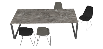 Cement table with 4 chairs sketchup