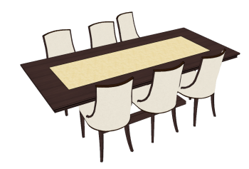 Wooden meeting table with 6 chairs sketchup