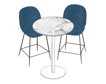 Navy stools chairs with marble circle table sketchup