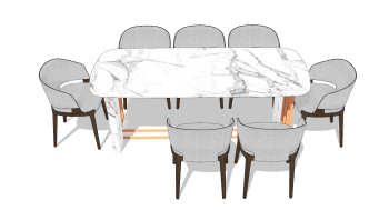 White marble table with 7 chairs sketchup