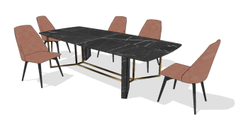 Dark marble meeting table with chairs sketchup