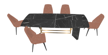 Dark marble table with 5 chairs sketchup