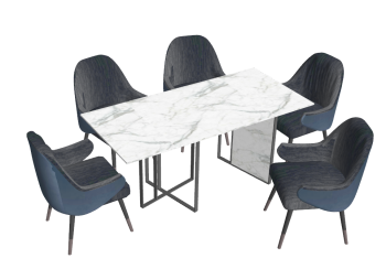 White marble meeting table with 5 armchairs sketchup