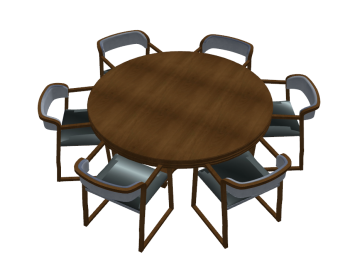 Wooden circle table with  6 chairs sketchup