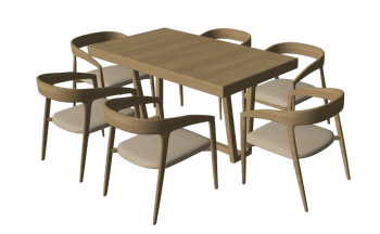 Wooden kitchen table with 6 chairs sketchup