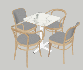 White marble coffee table with 2 armchairs 2 chairs sketchup