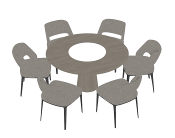 Gray table with chairs sketchup