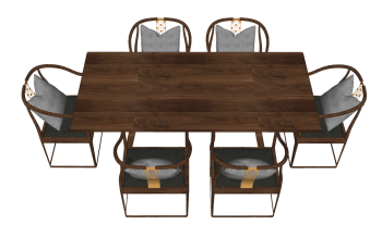Wooden table with 6 chairs sketchup
