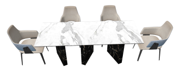 White marble desk with 4 chairs sketchup