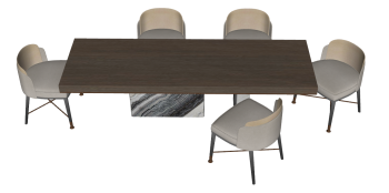 Wooden desk with 5 gray chairs sketchup