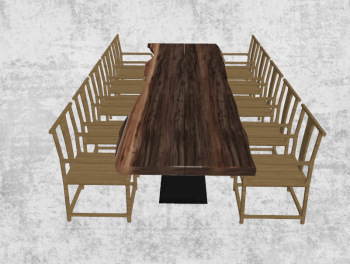 Wooden desk with  10 chairs sketchup