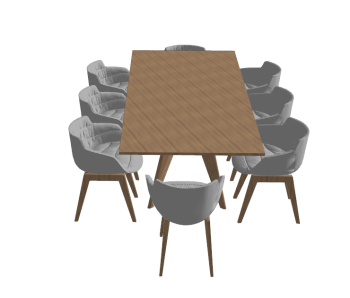 White rectangle table with 8 chairs sketchup