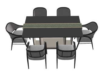 Dark dining table with 6 chairs sketchup