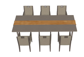 Gray wooden table with 6 gray chairs sketchup