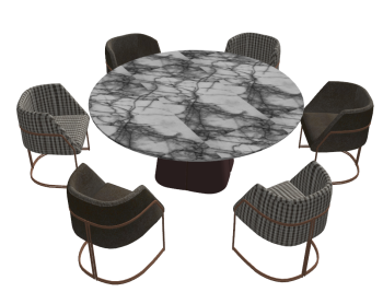 Marble circle table with 6 chairs sketchup