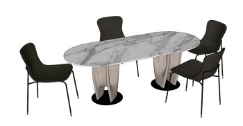 Marble ellipse table with chairs sketchup