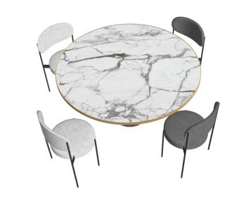 Circle marble table with 4 chairs sketchup