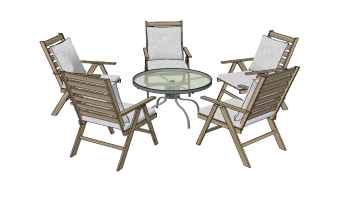 Circle coffee table with 5 chairs sketchup