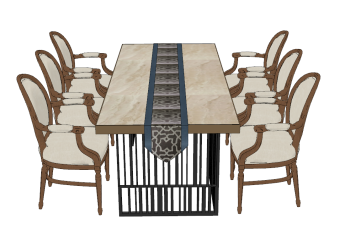 Rectangle dining table with 6 chairs sketchup