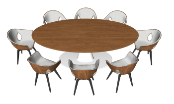 Wooden meeting table with 8 chairs sketchup
