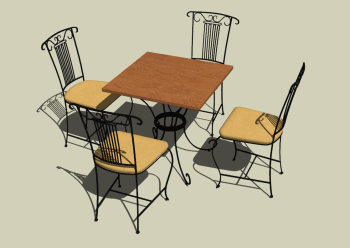 Wooden rectangle coffee table with 4 chairs sketchup