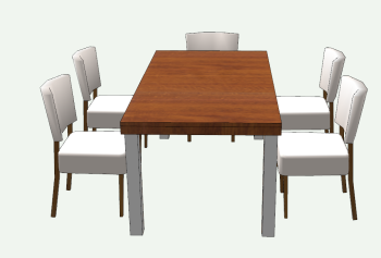 Wooden table with 5 chairs sketchup