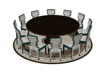 Wooden circle kitchen table with 12 chairs sketchup