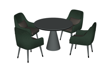 Gray circle table with green 4 chairs sketchup