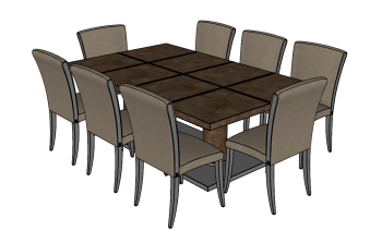 Brown marble table with 8 chairs sketchup