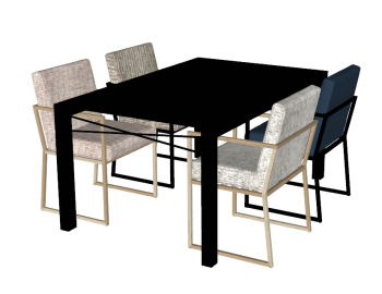 Desk table with  4 chairs sketchup