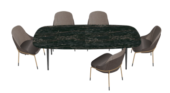 Dark marble table with 5 gray chairs sketchup