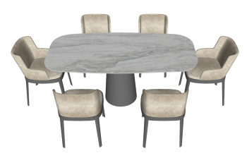 Marble table with 6 chairs sketchup