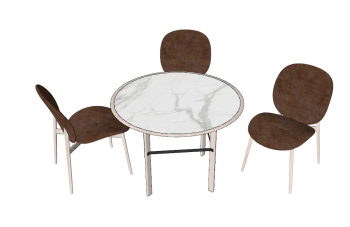 Marble circle table with 3 chairs sketchup