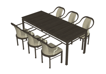Rectangle table with 6 chairs sketchup