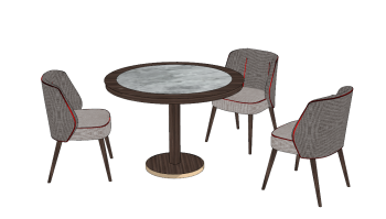 Circle coffee table with 3 armchairs sketchup
