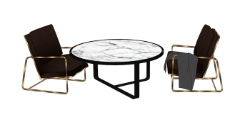 Circle coffee table with 2 armchairs sketchup