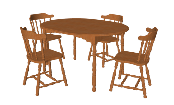 Wooden table and 4 chairs sketchup