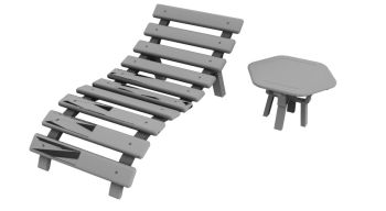 пляжное кресло с табуретом 3d модель .3dm формат