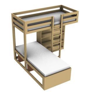 modern designed bunk bed 3d model .3dm format