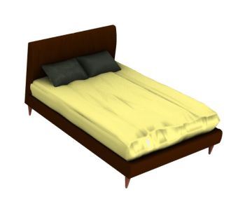 double bed with a simple design 3d model .3dm format 