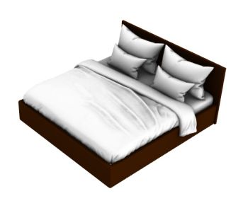 queen size bed with a luxury design 3d model .3dm