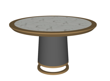 White marble table with golden border and gray pedestal sketchup
